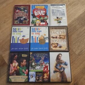 Lot Of 9 DVD Christian Religious Veggie Tales Sunday School Song Bible Christmas